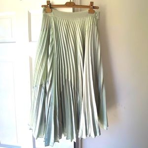 Vince Mint Green Asymmetrical Pleated Skirt
